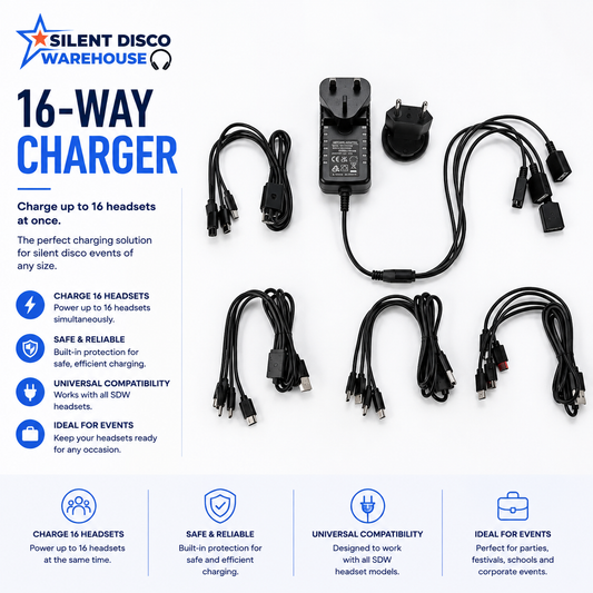 16 Way USB-C Silent Disco Headphone Charger